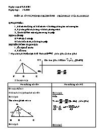Giáo án lớp 8 môn Hình học - Tiết 10: Ôn tập tính chất đường phân giác của tam giác
