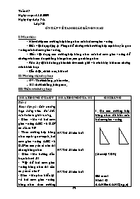 Bài giảng môn học Đại số lớp 7 - Tuần 27 - Ôn tập về tam giác bằng nhau