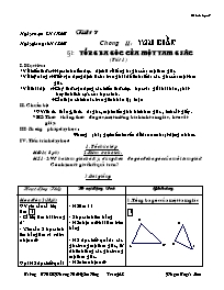 Bài giảng môn học Hình học lớp 7 - Tiết 17 - Bài 1: Tổng ba góc của một tam giác ( tiết 1)