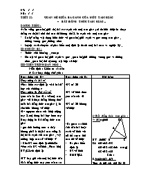 Bài giảng môn học Hình học lớp 7 - Tiết 52: Quan hệ giữa ba cạnh của một tam giác – bất đẳng thức tam giác  (Tiếp theo)