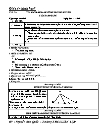 Bài giảng môn học Hình học lớp 7 - Tiết 53: Tnh chất ba đường trung tuyến của tam giác