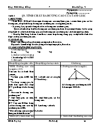 Bài giảng môn học Hình học lớp 7 - Tiết 63 - Bài 9: Tính chất ba đường cao của tam giác