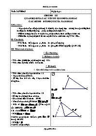 Bài giảng môn học Hình học lớp 7 - Tuần 26 - Tiết 47: Chương III: Quan hệ giữa các yếu tố trong tam giác các đường đồng qui của tam giác