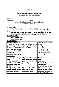 Bài soạn Hình học khối 7 năm 2008 - Chương III; Quan hệ giữa các yếu tố trong tam giác, các đường đồng quy của tam giác