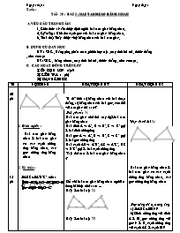 Bài soạn môn Hình học 7 - Tiết 20: Hai tam giác bằng nhau