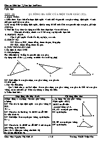 Bài soạn môn Hình học 7 - Trường THCS Triệu Vân - Tiết 18: Tổng ba góc của một tam giác