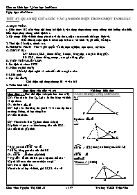Bài soạn môn Hình học 7 - Trường THCS Triệu Vân - Tiết 47: Quan hệ giữa góc và cạnh đối diện trong một tam giác