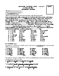 English written test – Grade 9