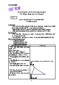Giáo án Hình học 7 - Chương III: Quan hệ giữa các yếu tố trong tam giác Các đường đồng qui của tam giác