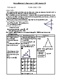 Giáo án Hình học 7 tiết 35: Tam giác cân