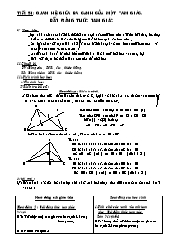 Giáo án Hình học 7 tiết 51: Quan hệ giữa ba cạnh của một tam giác. Bất đẳng thức tam giác