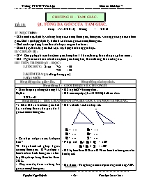 Giáo án lớp 7 môn Hình học - Tiết 18: Bài 1: Tổng ba góc của tam giác