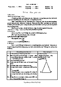 Giáo án lớp 7 môn Hình học - Tiết 35: Tam giác cân (tiếp theo)