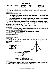 Giáo án lớp 7 môn Hình học - Tiết 57 - Bài 6: Tính chất ba đường phân giác của tam giác (Tiếp)