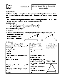 Giáo án môn Hình học 7 năm 2006 - Tiết 17: Tổng ba góc của một tam giác