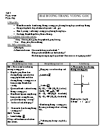 Giáo án môn Hình học 7 năm 2006 - Tiết 3: Hai đuờng thẳng vuông góc