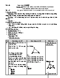 Giáo án môn Hình học lớp 7 - Chương III: Quan hệ giữa các yếu tố trong tam giác, các đường đồng quy của tam giác