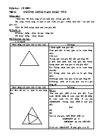 Giáo án môn Hình học lớp 7 năm 2011 - Tiết 23: Chứng minh tam giác đều
