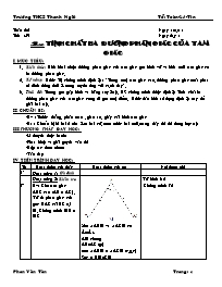 Giáo án môn Hình học lớp 7 - Trường THCS Thạnh Ngãi - Tiết 59: Tính chất ba đường phân giác của tam giác