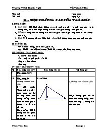 Giáo án môn Hình học lớp 7 - Trường THCS Thạnh Ngãi - Tiết 66: Tính chất ba cao của tam giác