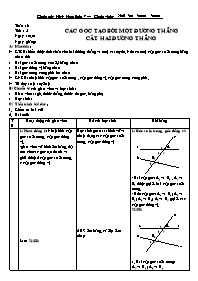 Giáo án môn học Hình học lớp 7 - Đỗ Thị Thanh Thảo - Tiết 5: Các góc tạo bởi một đường thẳng cắt hai đường thẳng