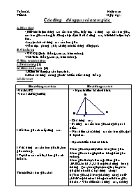 Giáo án Tự chọn Toán 7 tiết 34: Các đường đồng quy của tam giác