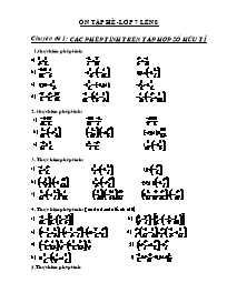 Ôn tập hè - Lớp 7 lên 8 - Chuyên đề 1: Các phép tính trên tập hợp số hữu tỉ