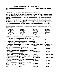 Test for unit 1, 2 – English 9