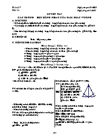 Giáo án lớp 7 môn Đại số - Tuần 27 - Tiết 26: Luyện tập các trường hợp bằng nhau của tam giác vuông