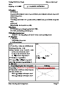 Giáo án lớp 7 môn Hình học - Tiết 1 - Bài 1: Hai góc đối đỉnh (tiết 13)