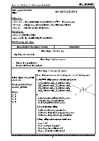 Giáo án lớp 7 môn Hình học - Tiết 1: Hai góc đối đỉnh (Tiết 28)