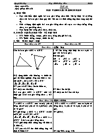 Bài giảng môn học Hình học lớp 7 - Tiết 22: Hai tam giác bằng nhau