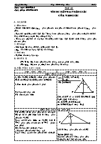 Bài giảng môn học Hình học lớp 7 - Tiết 58: Tính chất tia phân giác của tam giác