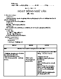 Bài giảng môn học Ngữ văn lớp 7 - Bài 32 : Tiết 137: Hoạt động ngữ văn (tiếp theo)