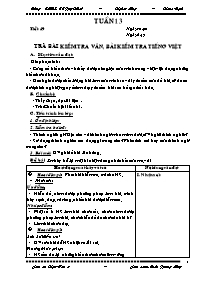 Bài giảng môn học Ngữ văn lớp 7 - Tuần 13 - Tiết 49:  Trả bài kiểm tra văn, bài kiểm tra tiếng Việt (Tiếp)