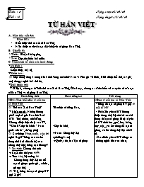 Bài giảng môn học Ngữ văn lớp 7 - Tuần 5 - Tiết 18: Từ Hán Việt