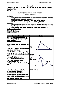 Giáo án môn Hình học 7 - Năm 2010 - 2011 - Quan hệ giữa góc và cạnh đối diện trong tam giác