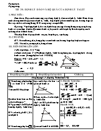 Giáo án môn Hình học lớp 8 - Tiết 38: Định lý đảo và hệ quả của định lý talet
