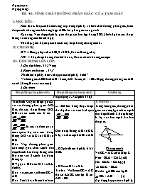 Giáo án môn Hình học lớp 8 - Tiết 40: Tính chất đường phân giác của tam giác
