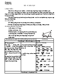 Giáo án môn Hình học lớp 8 - Tiết 47: Bài tập