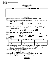 Kiểm tra 1 tiết môn: Đại Số 7